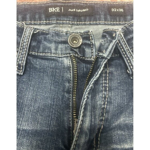 BKE Jake Straight Stretch Distressed Medium Washed Jeans Size 32x36 - Picture 7 of 16